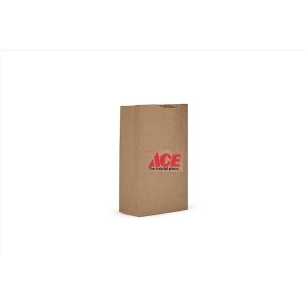 North American Bags Ace Logo Recycled Paper Brown Shopping Bag 500 pk 7.87 in. H X 2.43 in. W X 4.4 in. L 875009 - main